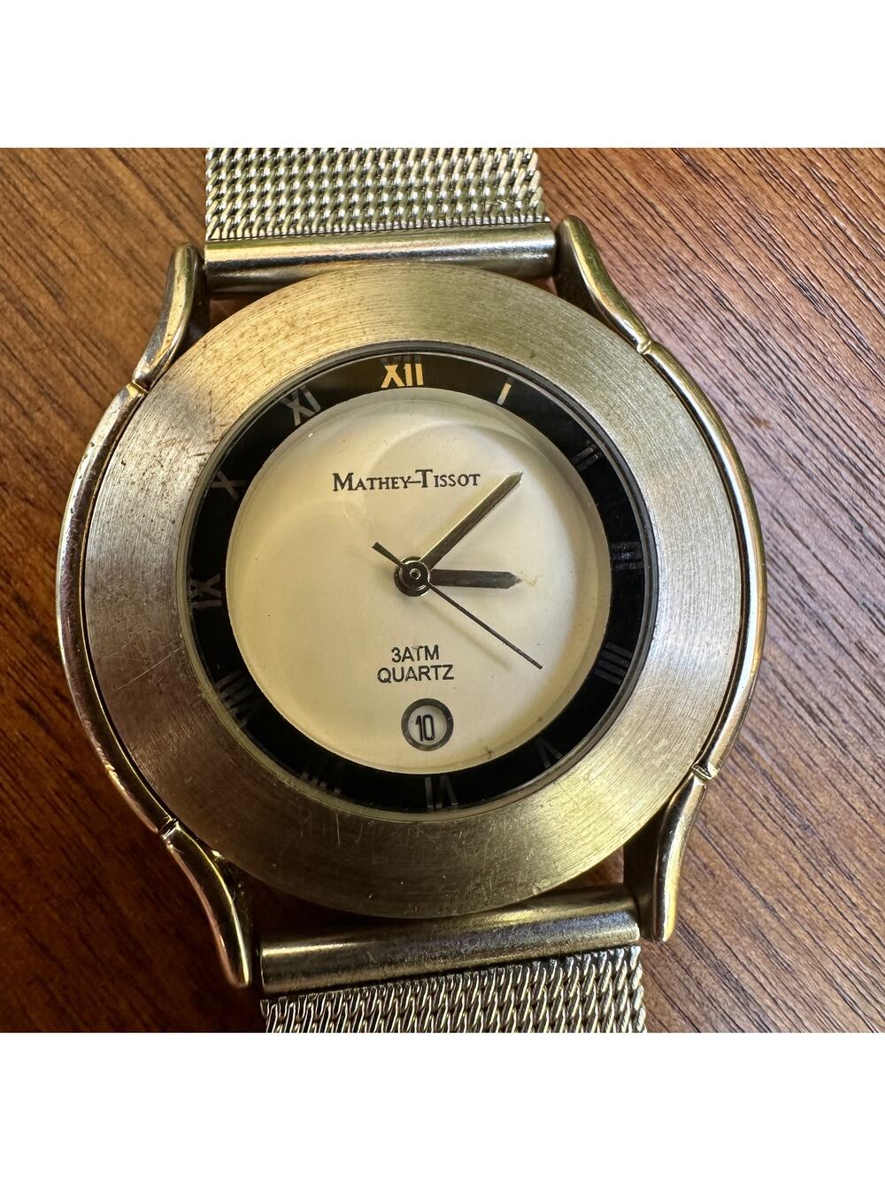 Mathey Tissot Vintage Ladies Silver Watch Adjustable Band 1980s